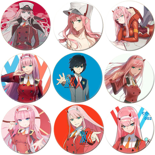 1pcs Anime DARLING in the FRANXX Cosplay Badge Cartoon Zero Two Pretty Brooch Pins Collection bags Badges for Backpacks